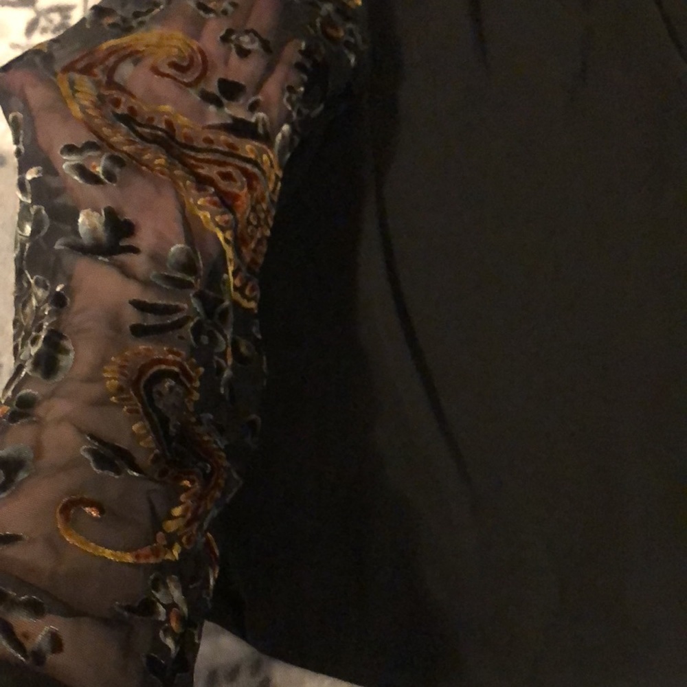 Umgee Black Velvet Burnout Bell Sleeve Blouse​ - Picture 5 of 8